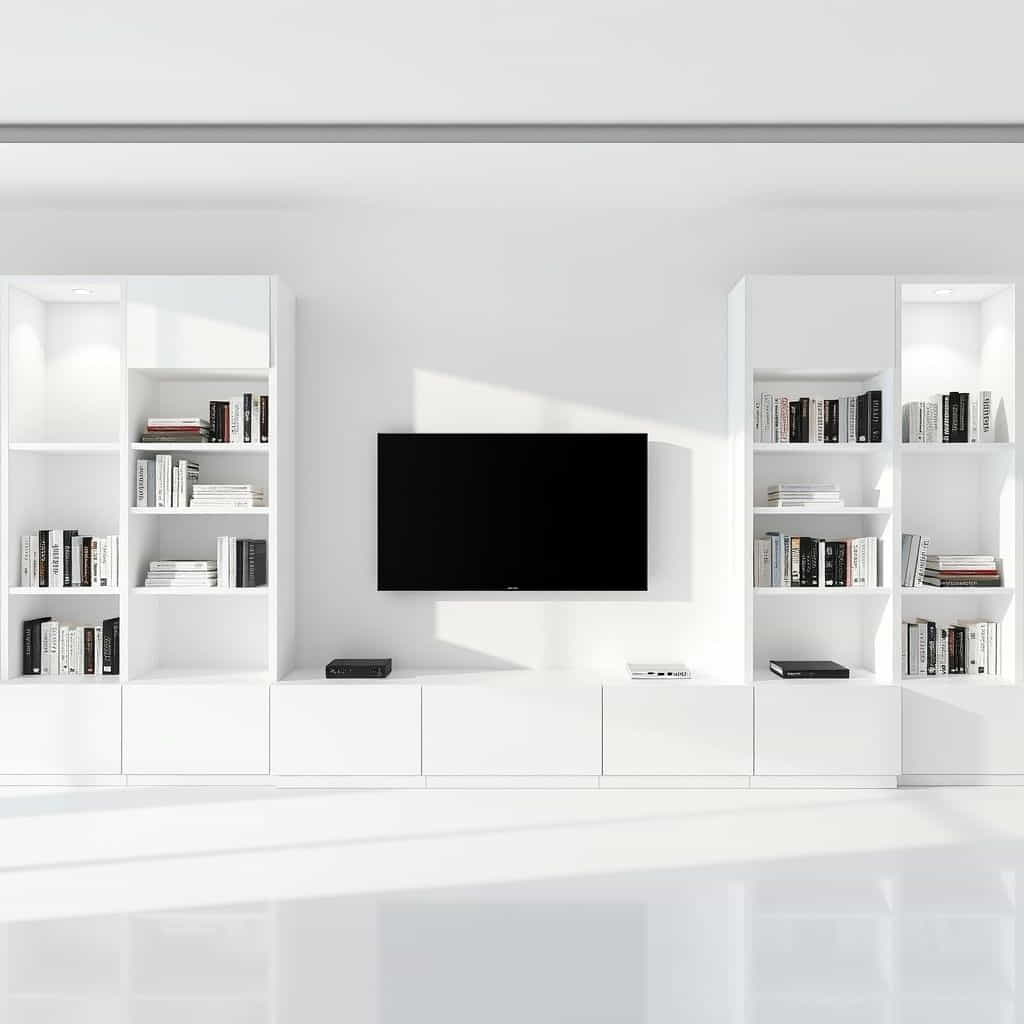 Entertainment Center With Bookshelves White