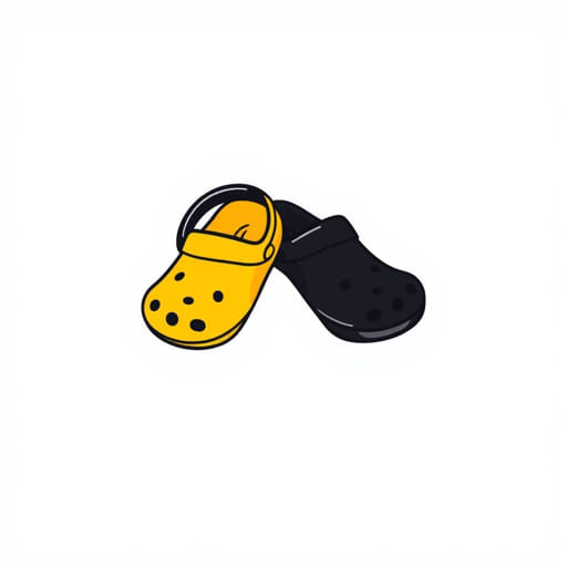 Yellow And Black Mismatch Crocs